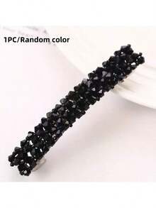 1PC Crystal Beaded Spring Clip With Quality Glittering Diamond Top Clip, Elastic And Simple Hairstyle Clip, Versatile Hair Clip For Ladies, Women's Head Accessory - Random - View 8