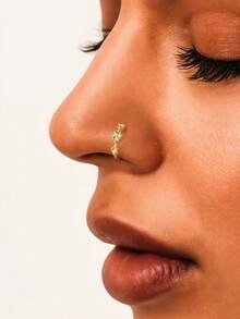 1Pc Flower 925 Sterling Silver Nasen Piercing Women Hiphop Punk Nose Piercing Classic Helix Cartilage For Daily Wear Party Christmas Gifts Fine Jewelry - Gold - View 6