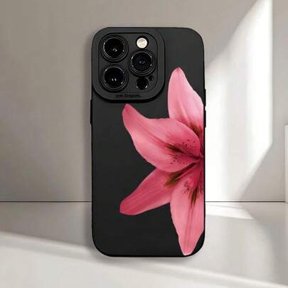Red Flower Pattern UV Printing Matte Phone Angel Eyes Soft Phone Case Cover 360 Degree Full Protection For IPhone 17 16 11 12 13 14 15 Pro Max XR X/ XS 7 8 Plus SE Mini For Smartphone