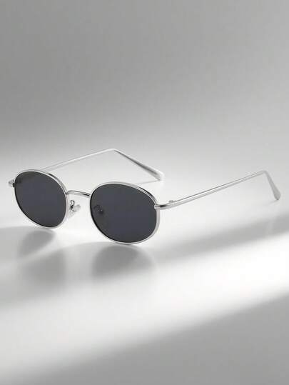 1 Pair Oval Narrow Frame Fashionable Casual Men's Glasses, Luxury Brand Designer Eyewear, Enhances Facial Contour And Depth, Suitable For Daily Life, Beach, Driving, Camping, Fishing, Parties And Outdoor Travel