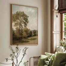 1幅带框/不带框复古树木春日风景帆布海报，氛围浓郁的暗黑乡村风格墙面艺术印刷品，复古农舍装饰画，适用于客厅、卧室、现代家居装饰 - 彩色 - 查看 4