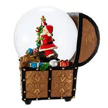 QY- Kurt S. Adler J3259 - Globo Musical de Agua de Papá Noel 100 mm en Cofre del Tesoro -6194 - Multicolor - Ver 4