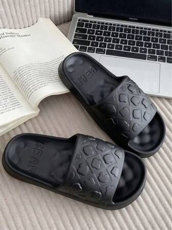 时尚女士全印花泰迪熊EVA舒适拖鞋，情侣软底防滑室内外加厚耐磨拖鞋