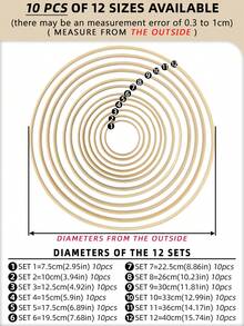 4pcs Beige Dreamcatcher Style Bamboo Wreath Decor Rings, Suitable For Outdoor Lawn, Wedding Hanging Decorations Like Feathers, Vines, Ribbons, Balloons, Or Indoor Wall, Bedroom Decor, Wind Chimes, Rustic Ornaments, DIY Embroidery Hoops - Apricot - View 3