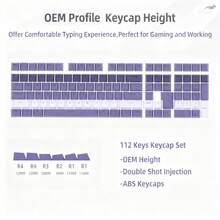 ATTACK SHARK Bộ keycap ABS Double-Shot tùy chỉnh 112 phím, Hồ sơ OEM, Tương thích với bàn phím cơ TKL 61/68/87/98/100/104 phím, 60% & kích thước đầy đủ, Phù hợp với công tắc Cherry MX/Gateron//Outemu Cross-Type, Bố cục Hoa Kỳ - Nhiều màu - Xem 5