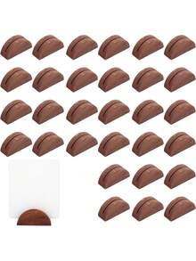 5pcs Wooden Table Number Holders, Semi-Circle Wooden Table Card Stands, Suitable For Weddings, Restaurants, Banquets, Birthday Parties, Reusable As Photo Frames Or Menu Holders - Multicolor - View 2