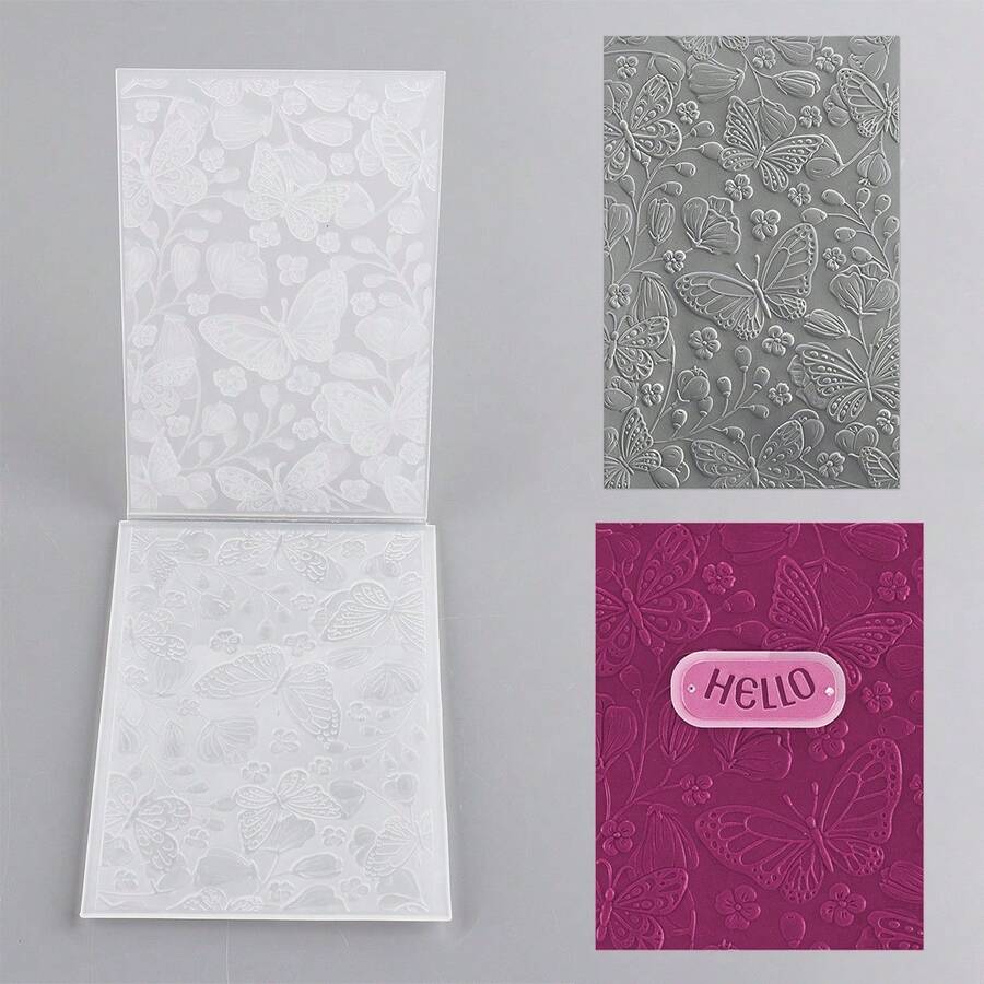 1pc 3D Embossed Folder, DIY Scrapbook Supplies, Butterfly Pattern Plastic Embossing Folders For Card Making Scrapbooking And Other Paper Crafts