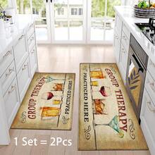 1pc Funny Wine Culture Pattern Printed Rug, Faux Wool Mat - Highly Absorbent, Easy To Clean, Suitable For Home Decor, Farmhouse, Entryway, Indoor, Room, Kitchen, Dining Room, Small Office/Home Office, Sink, Laundry Room, Doormat, Kitchen Mat, Non-Slip Mat