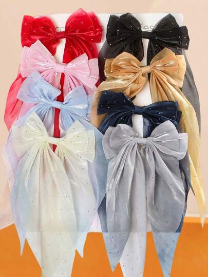 Set de 8 pinzas para el cabello con lazos de tul, con diversas opciones de color para combinar con diferentes atuendos y ocasiones - Adecuado para mujeres y niñas, ya sea un atuendo sencillo para ir al trabajo o un vestido elegante para una noche, puede encontrar las pinzas para el cabello a juego que serán el punto culminante de su look, atuendo de invierno para mujer, lazos, lindo, pinzas de garra, pasadores para el cabello, accesorios para el cabello, accesorios para la cabeza