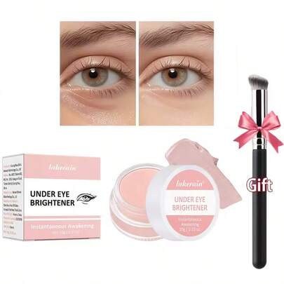 2pcs Set, Eye Cream, Eye Shadow Base, Makeup Base, Lasting Concealer, Facial Makeup Base, High-Gloss Capacity And Spot Cover Foundation With Brush