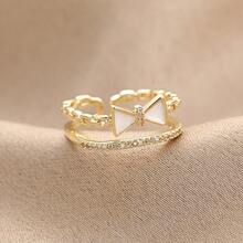 Double Layer Bowknot Ring Women, Light Luxury, Sweet Open Finger Ring Girls, Holiday - Vòng cung mở nhỏ giọt dầu - Xem 1
