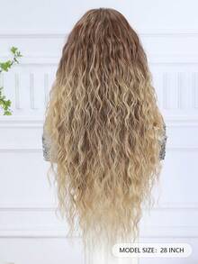 28 Inch Long Ombre Golden Wavy Wig, No Bangs, Curly Wigs For Women, Suitable For Daily Wear, Heat Resistant Synthetic Wig, Suitable For Cosplay, Parties And More, Perfect Gift For Girls - Multicolor - View 5