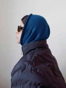 1pc 100% Wool Knitted Scarf For Women, Warm Winter Scarf, Bright Solid Color Design, Thick Shawl, Soft Triangular Shawl, Cashmere Collar, 2025 New Arrival