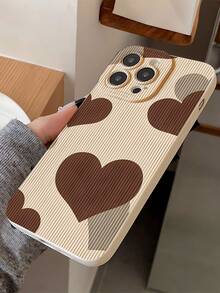 1pc Fashionable Heart Pattern Beige Pupil Eye Soft Phone Case Compatible With IPhone 16/16Pro/16Plus/15/15ProMax/15Pro/11/12/13/14ProMax/12Mini/13Mini/11Pro/11ProMax/12Pro/12ProMax/13Pro/13ProMax/14Pro/14ProMax, Creative Premium Design - Multicolor - View 1