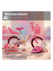 Bicicleta Infantil Rosa, Rodada 14 con Ruedas de Entrenamiento, Canastilla, Asiento y Manubrio Ajustable, Ideal para Niñas de 3 a 5 Años. Bluelander - Rosa - Ver 2