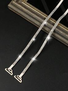 Multi-Piece Set Women's Shiny Rhinestone Bra Straps, Adjustable & Detachable Decorative Shoulder Strap Set, Sequin Crystal Embellished Lingerie Accessories - Multicolor - View 6