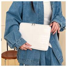 Slim Laptop Sleeve, Shock-Resistant Laptop Sleeve, Tablet Inner Sleeve, New Tablet Protective Case, Nylon Laptop Bag, Lightweight Women's Handbag, Stone Texture Handbag, Fashionable Chic Small Square Bag, Shoulder Bag - Black - View 8