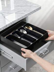 1个扁平餐具收纳盒，厨房抽屉整理盒，银器托盘，厨房及餐厅用具收纳盒套装，厨房收纳配件，厨房整理架，厨房收纳盒，炊具及餐具架，厨房整理架，餐具柜厨房收纳架 - 彩色 - 查看 1