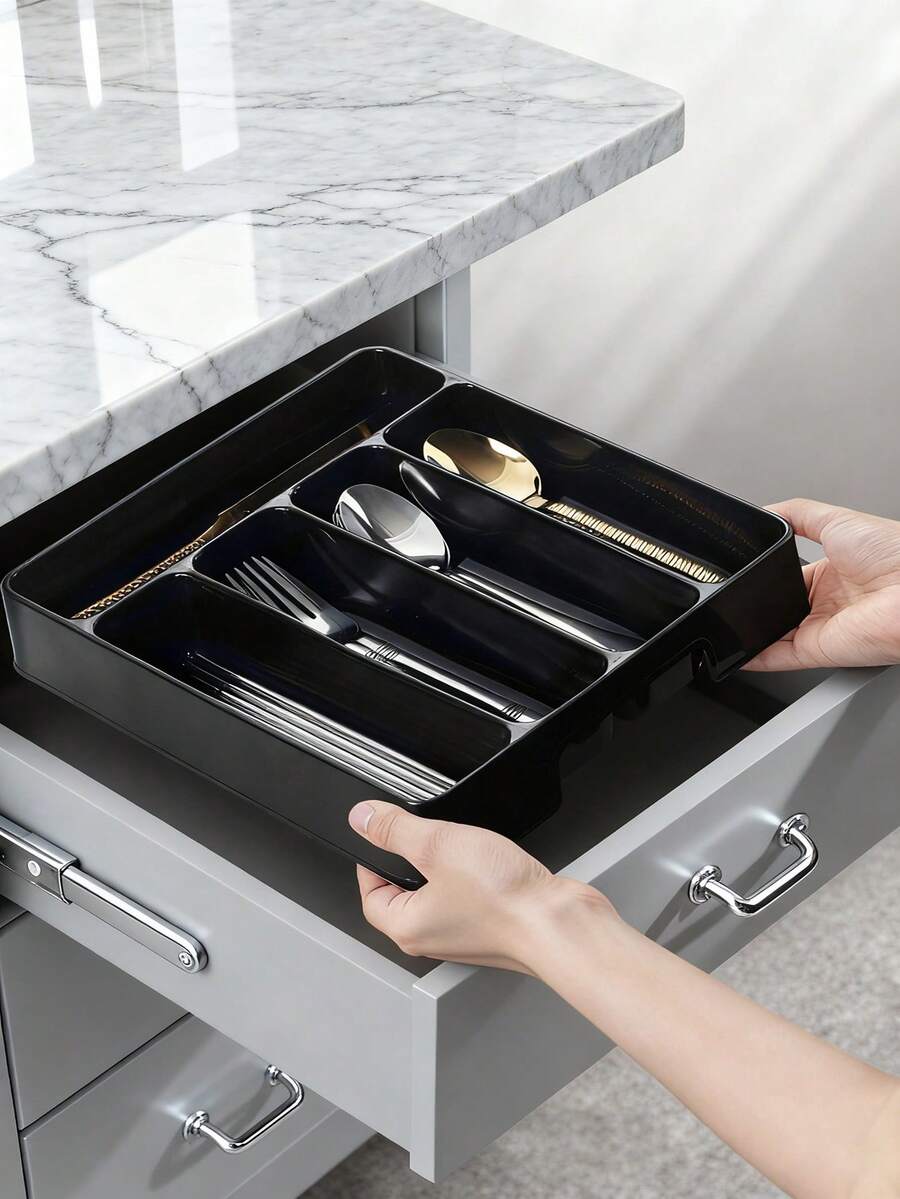 1个扁平餐具收纳盒,厨房抽屉整理盒,银器托盘,厨房及餐厅用具收纳盒套装,厨房收纳配件,厨房整理架,厨房收纳盒,炊具及餐具架,厨房整理架,餐具柜厨房收纳架 - 彩色 - 查看 1