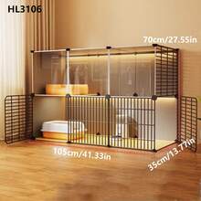 Indoor Cat Cage House, Transparent Cat Villa, All-In-One Cat Litter Box, Suitable For Small Spaces - Multicolor - View 12