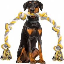 - Juguete extragrande de cuerda de perro de 6 nudos para masticadores agresivos de 40 pulgadas de algodn largo y resistente, juguete masticable para cachorros, razas grandes, perros casi - inicial - Ver 2