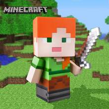 Minecraft 1个官方授权Alex储蓄罐，创意防摔小猪储蓄罐，卡通时尚设计，客厅卧室装饰，万圣节、圣诞节、感恩节惊喜礼物，送给家人和朋友 - 橘色 - 查看 3