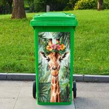3D Cute Animal Print Trash Can Stickers, Waterproof PVC Outdoor Garbage Bin Poster Stickers, 4 Size Options - Multicolor - View 12