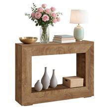 Studyset 47" Farmhouse Console Table,Wooden Entryway Sofa Table With Open Shelves For Hallway, Living Room,Rustic Rectangular Design - Natural - 查看 7