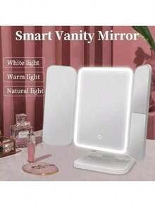 2X/3X Magnifying Mirror, Vanity Dressing Table With LED Lighting, Foldable, Makeup 78068 - 白色 - 查看 5
