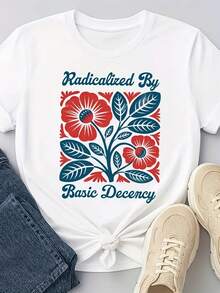 Radicalized By Basic Decency Shirt, Political Protest Tee, Vintage 90S Y2K Tee, Casual Round Neck, Machine Washable, All-Season Comfort, Everyday Casual Tee, White LPJG - 白色 - 查看 6