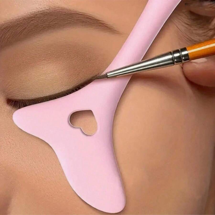 1 Stück rosa Silikon Eyeliner & Augenbrauen Formschablone, Eyeliner Schablonen-Werkzeug, wiederverwendbares multifunktionales Augen Make-up Set, geeignet für Eyeliner Stift, Augenbrauen, Lipliner, hocheffizientes Make-up Werkzeug