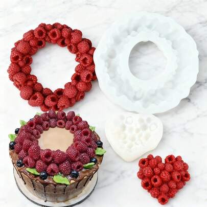 Stor hallonkransform - Professionell silikonform för bakning och hantverk, material, lämplig för choklad, tvål, ljus, gips, gör-det-själv-bröllop, födelsedag, alla hjärtans dag-dekorationer - enkel att släppa, naturlig texturdesign, material, bäst för jul, perfekt för Thanksgiving