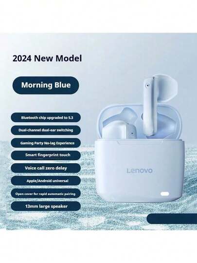  Lenovo TC3302 Black True Wireless Bluetooth Headset, Semi-In-Ear Comfortable, Bluetooth 5.3 Gaming, Sports, And Music Headphones, Compatible With Apple, Huawei, And Xiaomi Phones