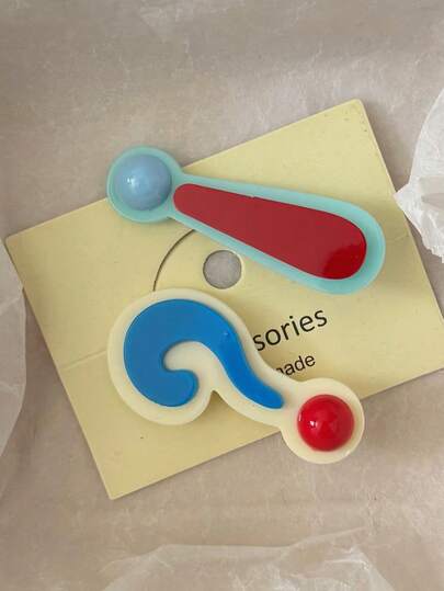 Cute Blue Question Mark Acrylic Hair Clip, Versatile Sweet Girl Side Duck Mouth Hair Clip Hair Accessory