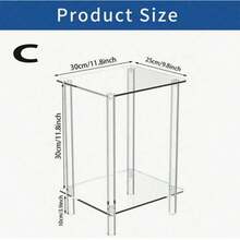 Mesa lateral pequena em acrílico transparente, com suporte para revistas/mesa de cabeceira/mesa de chá, ideal para sala de estar, quarto e decoração de espaço ao lado do sofá. Design moderno e minimalista com prateleira transparente para armazenamento, otimizando espaço. Leve e fácil de montar, com estrutura resistente. Perfeita para ambientes pequenos. - Transparente - Ver 15