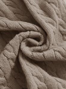 Women's Cute Retro Solid Color Round Neck Short Sleeve Ruffle Hem Fitted Textured Knit Dress, Minimalist Style, Suitable For Casual Daily Wear In Summer And Autumn - Khaki - View 6