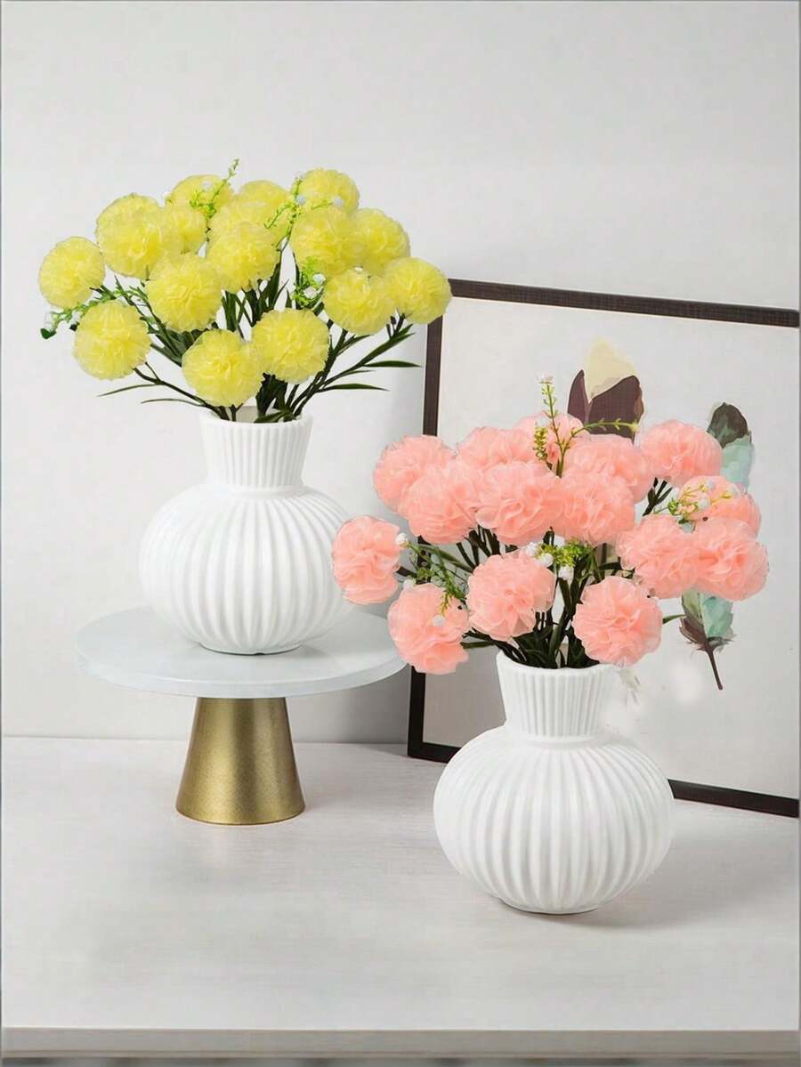 1pc White/Black Minimalist Plastic Vase, Decorative Vase, Art Vase, Artificial Vase, Creative Vase, Flower Decor, Floral Arrangement, Room Decor, Simple Creative Vase, Living Room, Dining Table Decor, PP Material Anti-Drop Holiday Decor Gift, Birthday Graduation Home Decor Vase, Birthday Party, Singles Party, Festival Party - Multicolor - View 1