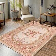 1pc Vintage Persian Floral Pattern Area Rug - Pink & Beige, High-End Thick Plush Large Size Carpet, Made Of High-Density Premium Material, Machine Washable, Easy Maintenance Bathrooom Decor - Multicolor - View 4
