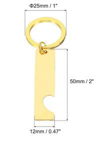 2pcsMetal Keychain Blank Rectangular Stamping Label Blank Stainless Steel DIY Heart-Shaped Label Laser Engraving Keychain Couple, - Multicolor - View 4