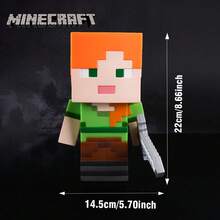 Minecraft 1个官方授权Alex储蓄罐，创意防摔小猪储蓄罐，卡通时尚设计，客厅卧室装饰，万圣节、圣诞节、感恩节惊喜礼物，送给家人和朋友 - 橘色 - 查看 2