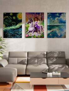 1 Tranh in ảnh cá nhân hóa lên vải canvas - Tranh in trên vải canvas với ảnh và tên của bạn trên tác phẩm nghệ thuật treo tường tùy chỉnh cho phòng ngủ, phòng khách, đám cưới, thú cưng, bạn bè, hình ảnh, ảnh chụp, tranh treo tường có khung, tranh in hình công chúa bé gái/khủng long bé trai, họa tiết kỳ lân, quà tặng. - kỳ lân - Xem 3