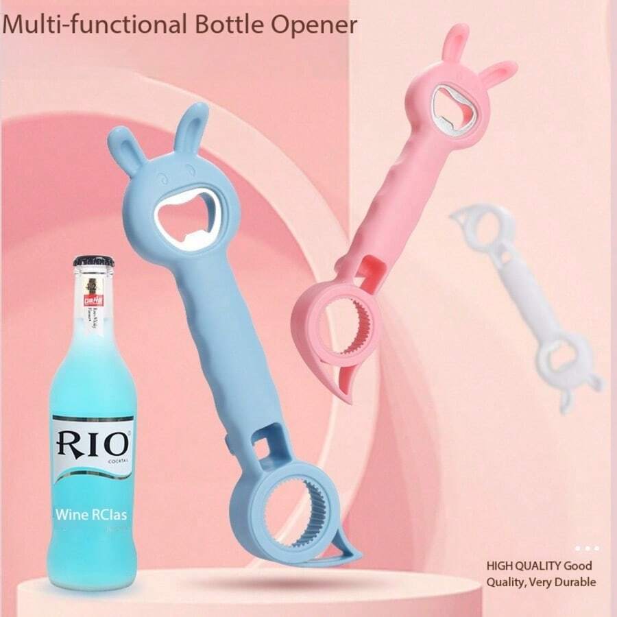 Abridor de botellas multifunción 4 en 1, quitacorchos versátil, abridor de latas, herramienta para cerveza