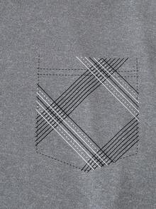 男士轻薄睡衣三件套，短袖衬衫配短裤，短袖衬衫配长裤，格子夏季睡衣 - 灰色 - 查看 3