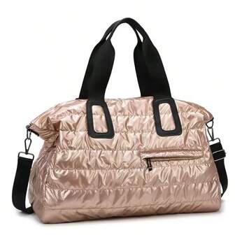 2025 New Large Capacity Fashion Travel Tote Bag, Women's Commuter Bag For Dance, Yoga, Fitness Training, Short Trip, Lightweight Luggage Bag With Embroidery, Handheld & Shoulder Strap