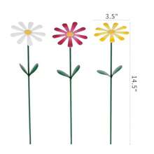 Topadorn Garden Stake Flower DecorOutdoor Plant Pick Water Proof Metal Sunflower Daisy Stick for Lawn Yard Patio Pathway Ornament Set of 3 - negrodoradoteamgold - Ver 6