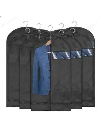 5 Packs Premium Garment Bags For Clothes - Insect, Moisture, And Mildew-Proof Plastic Suit Covers With Zipper For Closet Organization And Storage