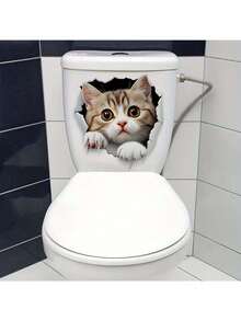 1pc Cute Kitten Decorative Sticker PVC Sticker Removable Self-Adhesive Easy-Tear Sticker Home Decor To Brighten Up Your Life Holiday Decorations Birthday Graduation Gift - Multicolor - View 1