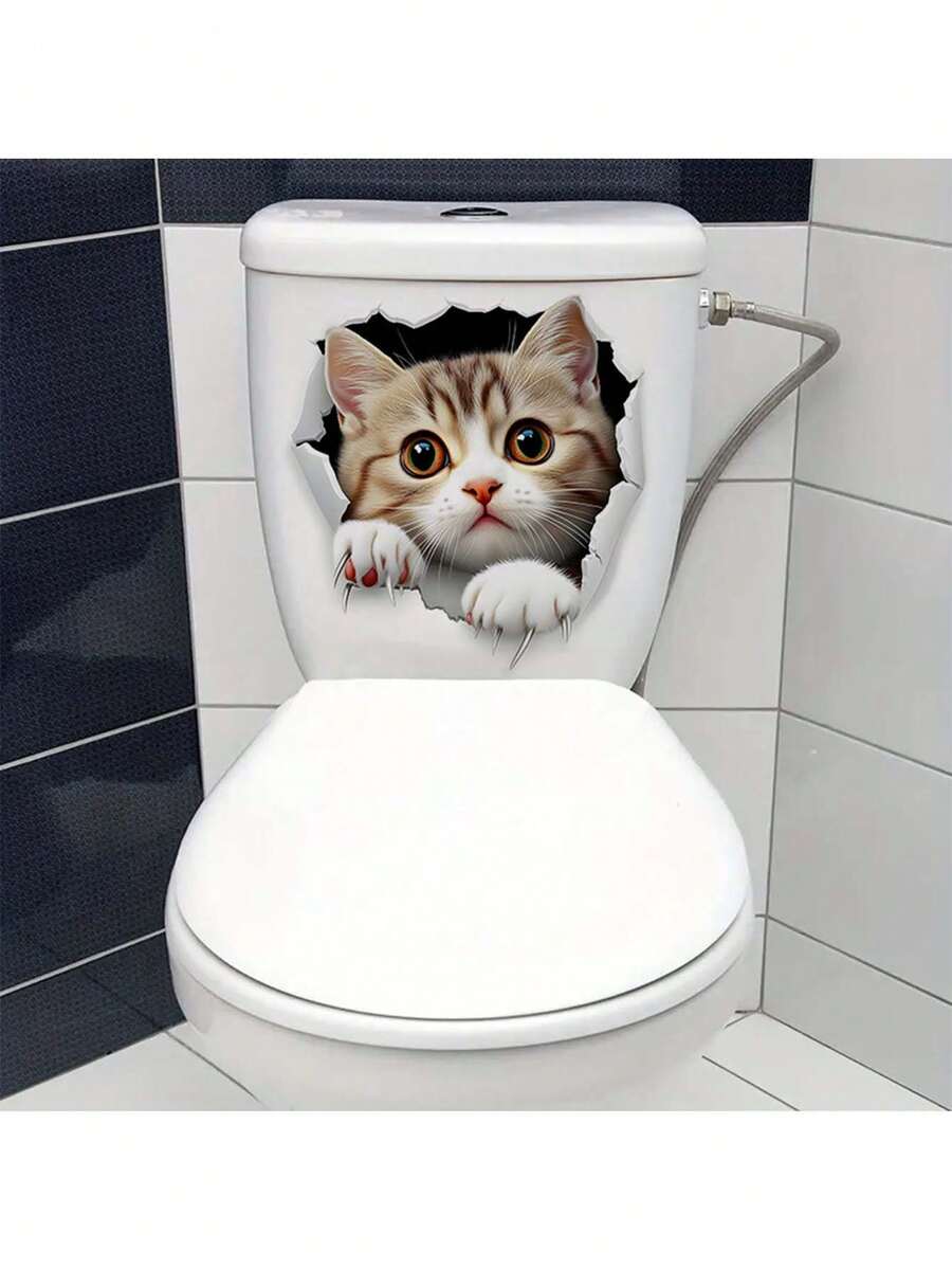 1pc Cute Kitten Decorative Sticker PVC Sticker Removable Self-Adhesive Easy-Tear Sticker Home Decor To Brighten Up Your Life Holiday Decorations Birthday Graduation Gift - Multicolor - View 1