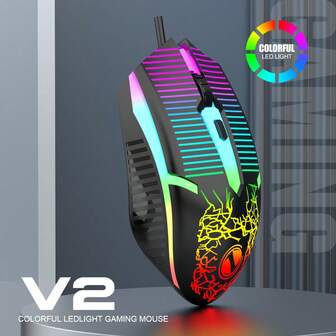 Wired 7-Color Backlit Mouse, 4-Button LED Gaming Mouse With DPI Adjustment For Computer