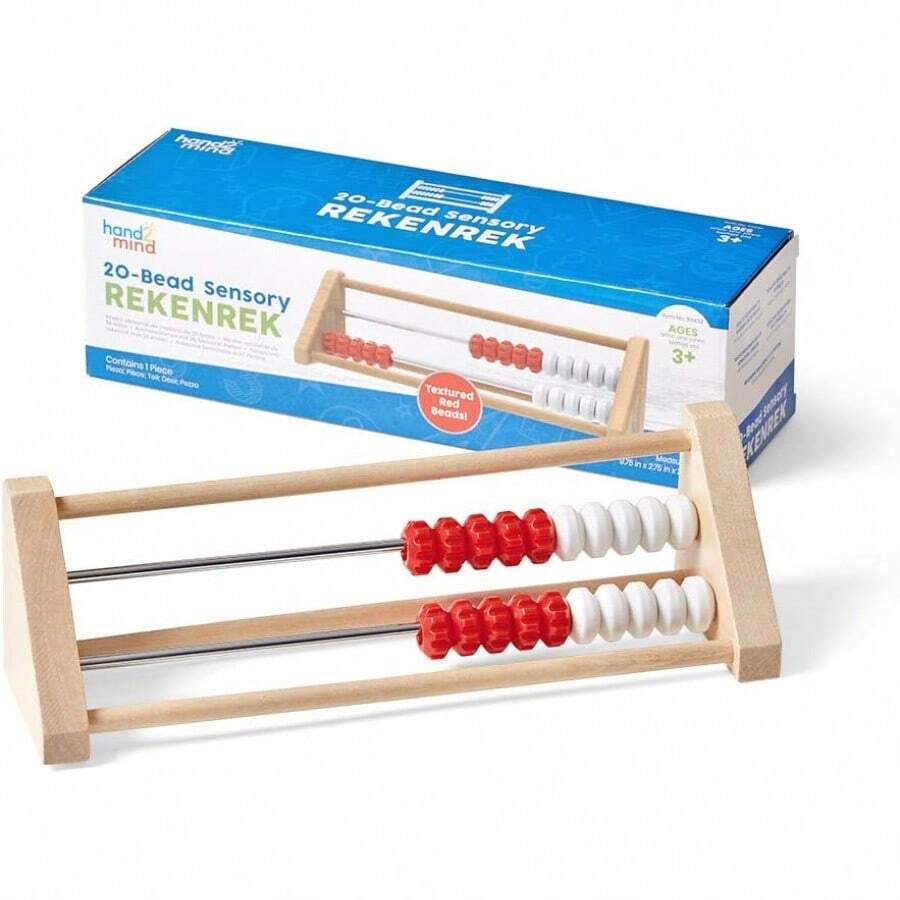 hand2mind - Ásensorial de Madera de 20 abalorio, ápara matemáticas Infantiles, manipuladores de matemáticas de conteo de Madera, contadores de abalorio para matemáticas para niños, Aprender - 1 - Ver 1